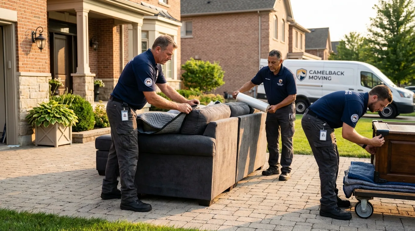 Large estate moving crew wrapping furniture in Springville, AL